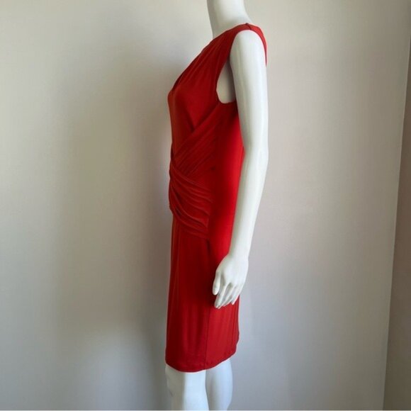 D. Exterior Ruched Wrap Knee Length Dress - 6 - Picture 3 of 7